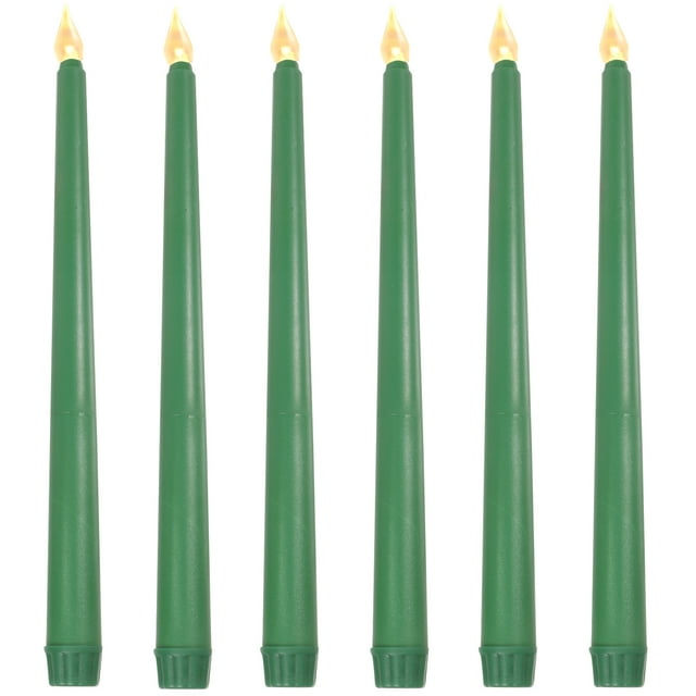 Miangastore 6 Green LED Taper Candles Battery Operated Flameless