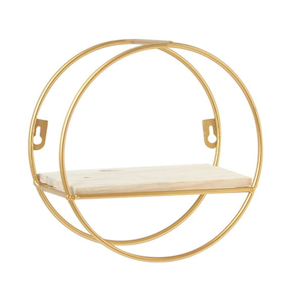 Miangastore Metal Wire Floating Shelf Round Farmhouse Nordic Style Wood Wall Shelves