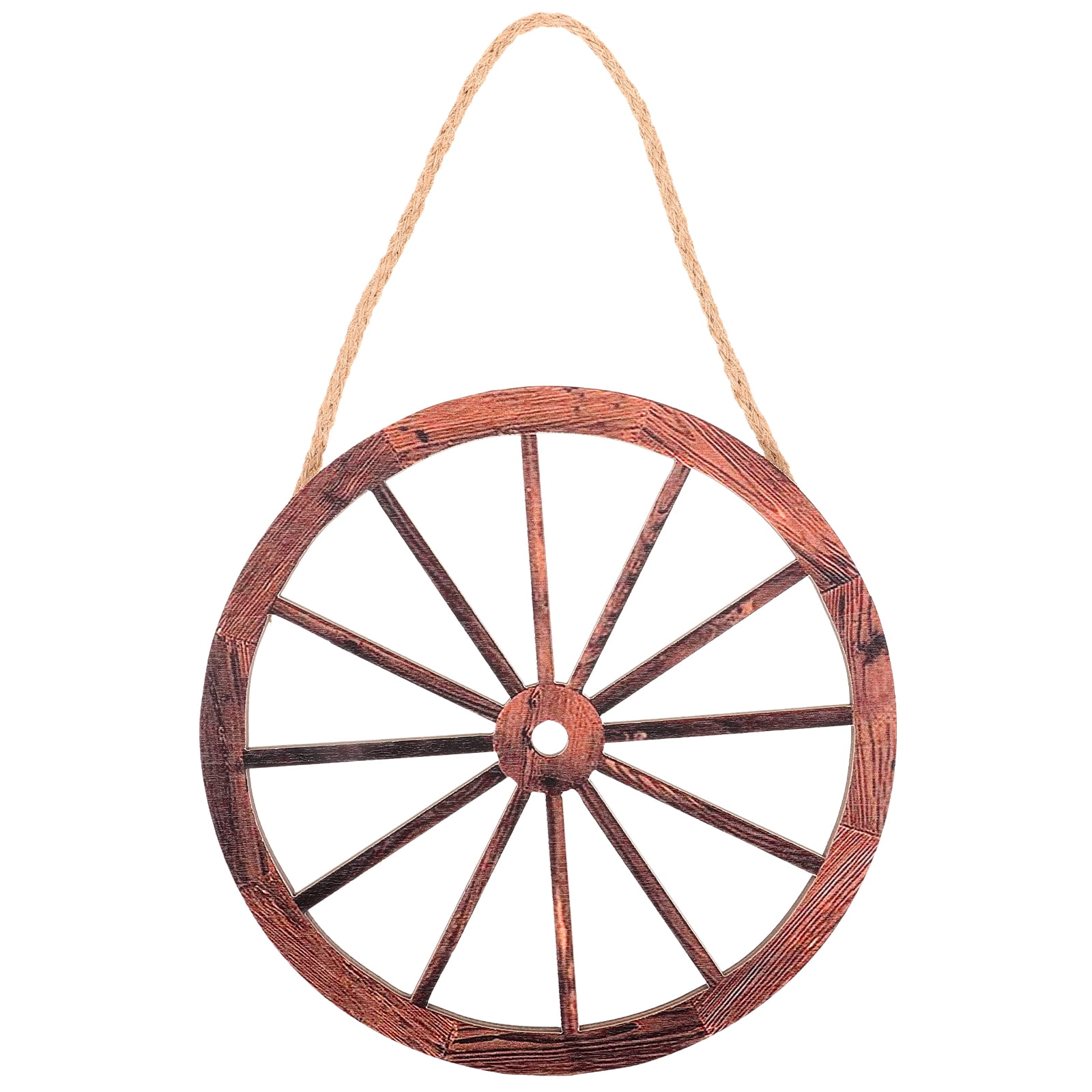 Miangastore Retro Wooden Wagon Wheel Decor Wall Hanging Wood Wheel