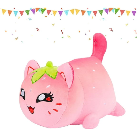 Miaobe Lovely 20 Cm Strawberry Cat Stuffed Animals Plush Toy,Cute Cat Cartoon Figure Plush Gift Kids Birthday Present
