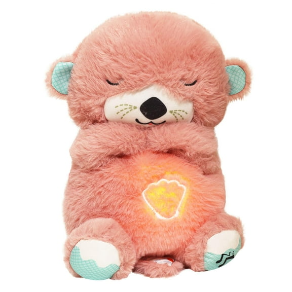 Miaobe Toy Soothe and Snuggle Otter Breathing Otter Calming Otter Anxiety Otter Breathing Panda Portable Plush Sound Machine with Music Lights & Breathing Motion (Battery Not Includ) (Pink)