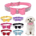 thumbnail image 1 of Miaocao 1Pack Small Dog Collars for Female Dogs, Cute Bling Rhinestone Crystal with Bow Tie Glitter Diamond Bowtie Puppy Collars for XXS XS Small Medium Large Pet Girls Dogs Cats, Pink S, 1 of 7