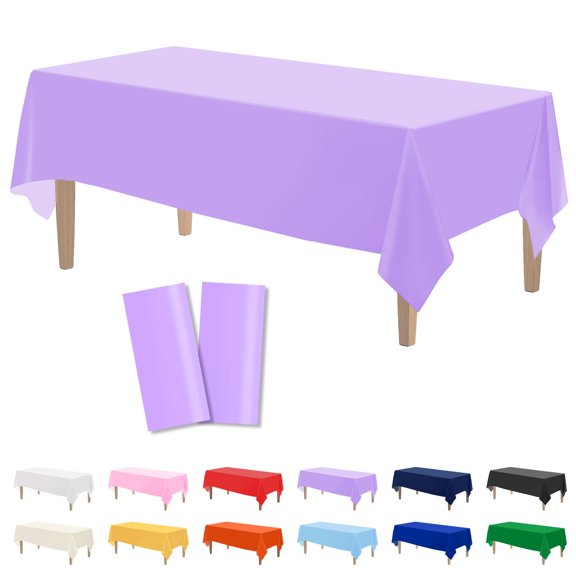 Miaocao 2 Pack Plastic Tablecloths Disposable 54 x 108 Inch | Rectangle Table Cloths, Party Table Covers for Birthday, Picnic, Wedding, Baby Shower, Graduation