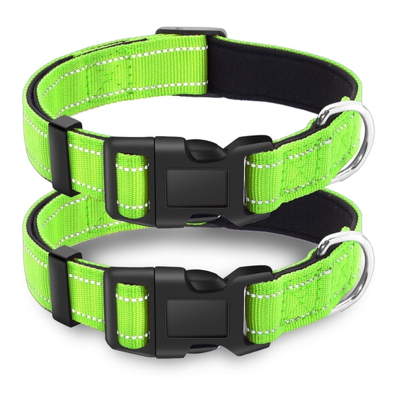 Miaocao 2 Pack Reflective Dog Collar with Safety Locking Buckle, Adjustable Soft Breathable Comfortable Nylon Pet Collar for Small, Medium and Large Dogs, Turquoise, S