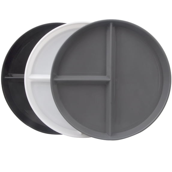 Miaocao 3 Pack Divided Plates for Adults, Portion Control Plates Compartment Dinner Plate, Lightweight Reusable Dinnerware Plates Dishwasher & Microwave Safe
