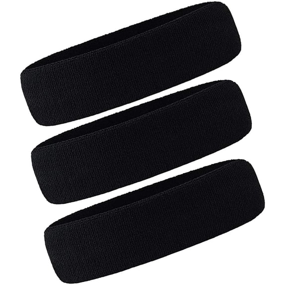 Miaocao 3 Pack Men & Women Sweatband Headband Terry Cloth Moisture Wicking for Sports Tennis Gym Work Out