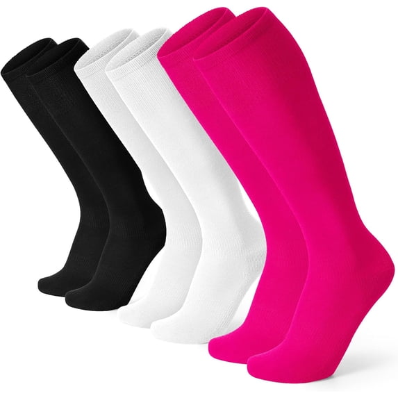 Miaocao 3 Pairs Soccer Baseball Softball Socks for Kids Youth Adults – Over the Calf Athletic Sports Football Socks