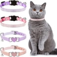 thumbnail image 1 of Miaocao 4 Pcs Rhinestone Cat Collar Heart Bling Breakaway Girl Cat Soft Velvet Fancy Adjustable Safety Kitten Collar with Bell 8-11 Inch for Small Dogs and Kitty(Red, Black), 1 of 7
