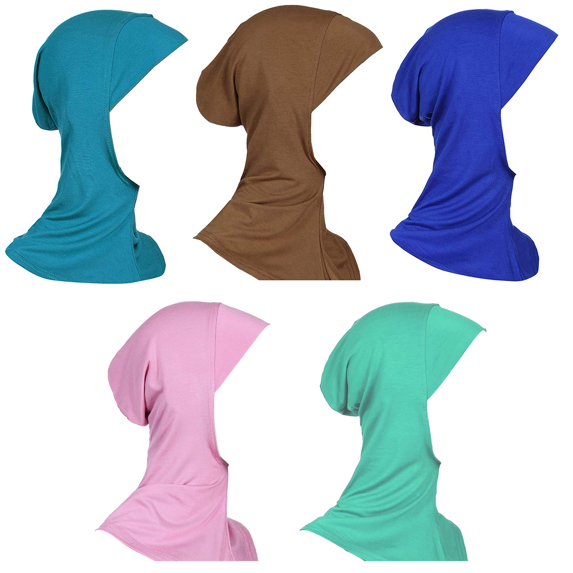 Miaocao 5 Pack Womens Muslim Mini Hijab Caps Solid Color Modal Islamic Neck Cover Under Scarf Head Wear Cap
