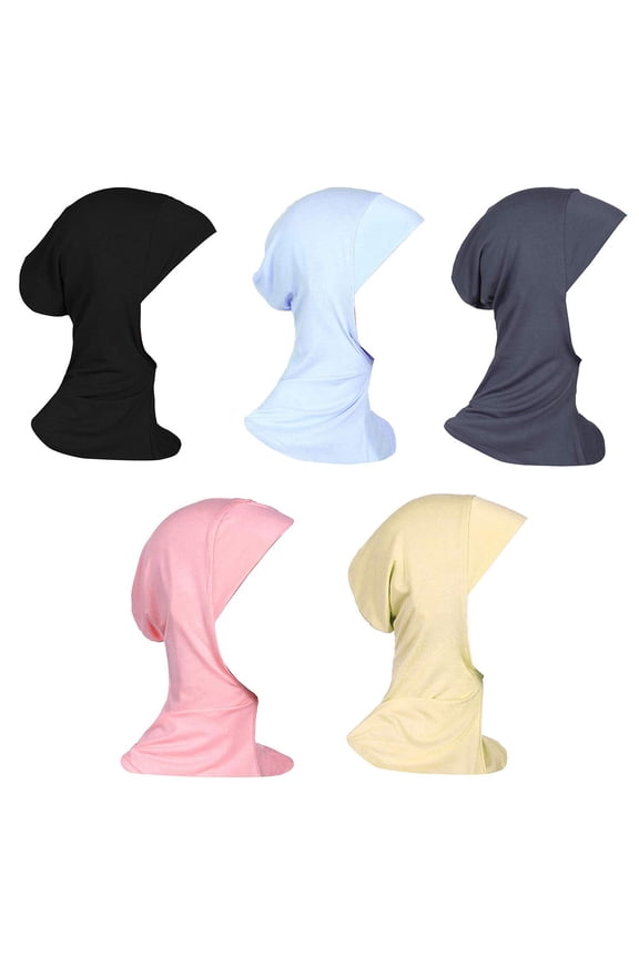 5 Pack Womens Muslim Mini Hijab Caps Solid Color Modal Islamic Neck Cover Under Scarf Head Wear Cap