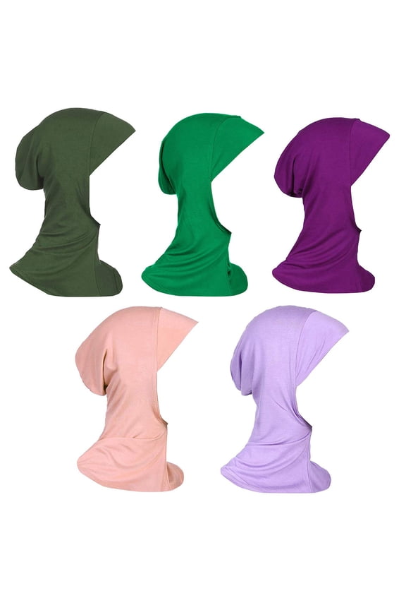5 Pack Womens Muslim Mini Hijab Caps Solid Color Modal Islamic Neck Cover Under Scarf Head Wear Cap