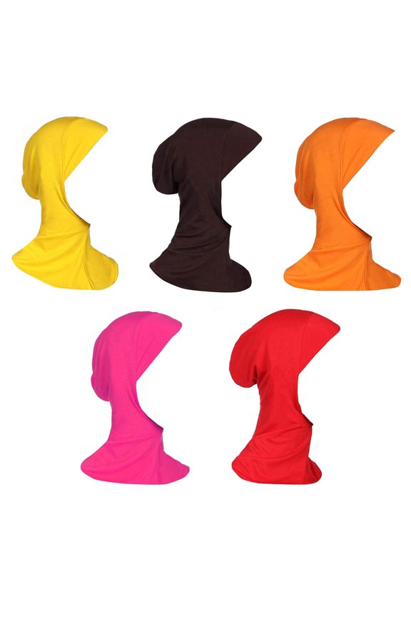 5 Pack Womens Muslim Mini Hijab Caps Solid Color Modal Islamic Neck Cover Under Scarf Head Wear Cap