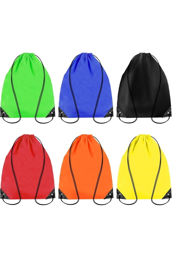 6PCS Drawstring Backpack - Drawstring Gym Bag Waterproof Bags Bulk String Backpack Sports Cinch Bags String For Gym, Sports, Storage, Travel, Camp, Sturdy and Durable
