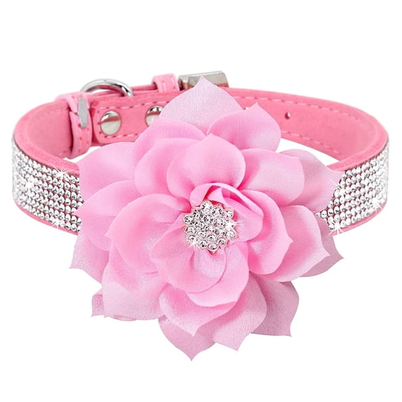 Miaocao Cute Dog Collar with Bling Rhinestone, Fancy Crystal Diamond Glitter Pretty Jewel Soft Cat Collars for Small Medium Large Breed Dogs Girl Female Pet Puppy Kitten Terrier