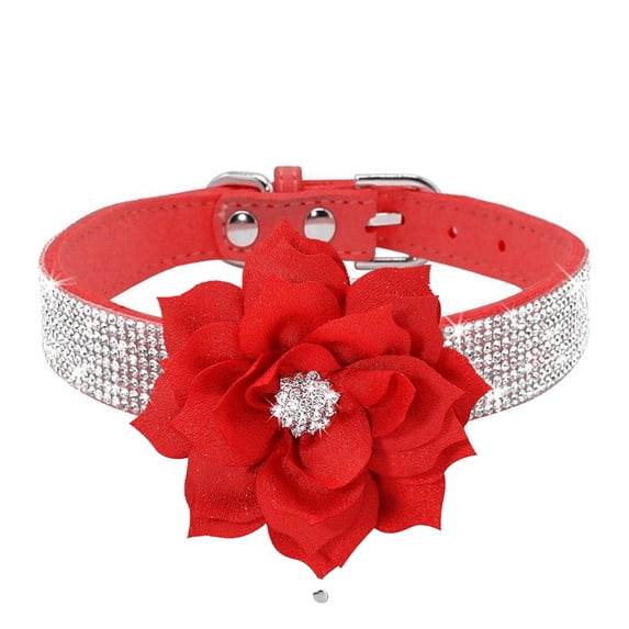 Miaocao Cute Dog Collar with Bling Rhinestone, Fancy Crystal Diamond Glitter Pretty Jewel Soft Cat Collars for Small Medium Large Breed Dogs Girl Female Pet Puppy Kitten Terrier