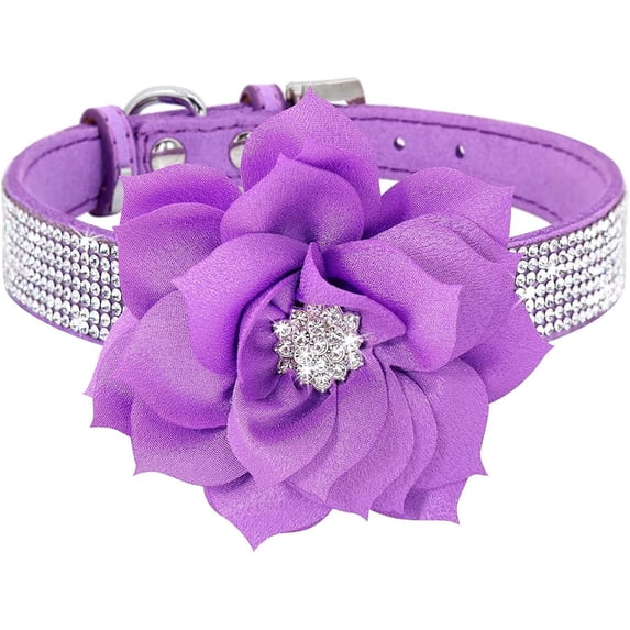 Miaocao Cute Dog Collar with Bling Rhinestone, Fancy Crystal Diamond Glitter Pretty Jewel Soft Cat Collars for Small Medium Large Breed Dogs Girl Female Pet Puppy Kitten Terrier