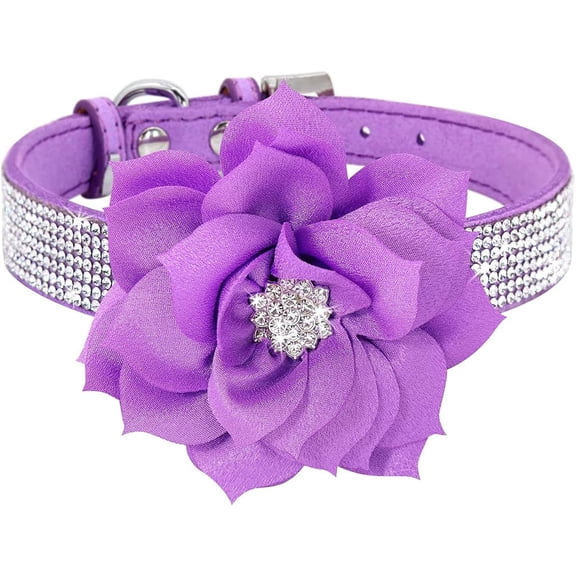 Miaocao Cute Dog Collar with Bling Rhinestone, Fancy Crystal Diamond Glitter Pretty Jewel Soft Cat Collars for Small Medium Large Breed Dogs Girl Female Pet Puppy Kitten Terrier