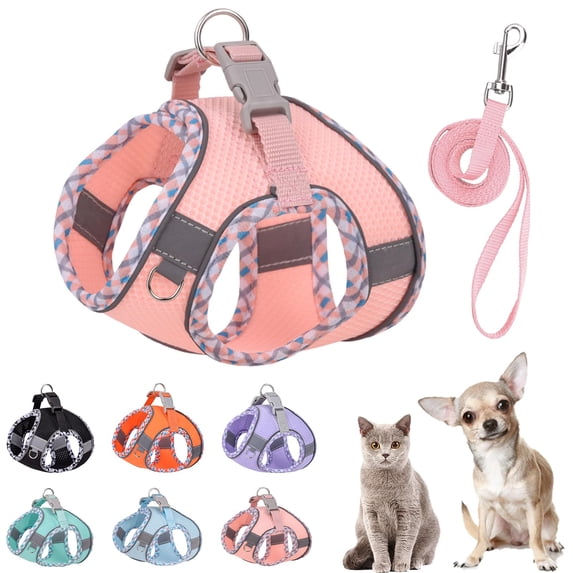 Miaocao Cute Plaid No Pull Dog Harness for Small Dogs Soft Mesh Small Dog Harness and Leash Set Easy Walk Step in Puppy Harness Vest Pet Cat Chihuahua Yorkie Shih Tzu Dog Harnesses (Blue,S)
