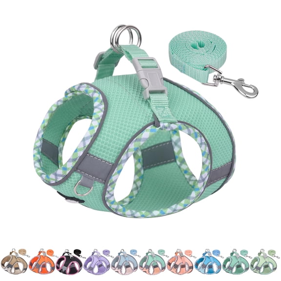 Miaocao Dog Harness - Lightweight Mesh Step-in Vest for Puppy, Reflective & Escape-Proof Design with High-Stick Magic Tape - Indoor/Outdoor Use for Chihuahua, Maltese, Shih Tzu(Brown-Beige, XXXS)