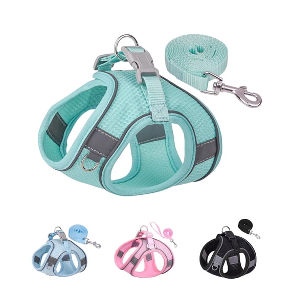Miaocao Dog Harness for Small Medium Large Dogs No Pull, Puppy and Leash Set, Dogs, Step in Harness, mesh Harness. (Bule, S)