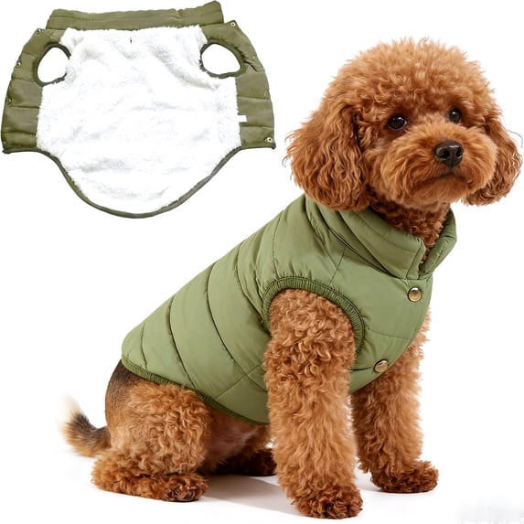 Miaocao Dog Jacket Waterproof Fleece Dogs Vest Small Dog Coats for Winter Cold Weather Warm Dogs Puffer Jacket Puppy Coat Blue Pet Jackets Cat Coats S