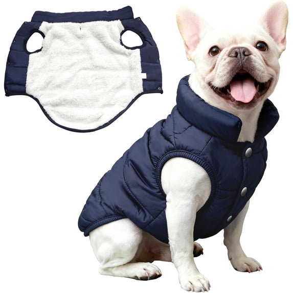 Miaocao Dog Jacket Waterproof Fleece Dogs Vest Small Dog Coats for Winter Cold Weather Warm Dogs Puffer Jacket Puppy Coat Blue Pet Jackets Cat Coats S