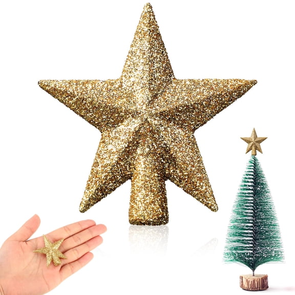 Miaocao Hanaive Christmas Tree Topper Mini Star Small Treetop for Christmas Tree Star Ornaments Decorative for Home Xmas Holiday Party(Pink,2.36 Inch,Glitter)