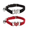 thumbnail image 1 of Miaocao Heart Bling Cat Collar with Safety Belt and Bell Adjustable 8-10 inches for Kitten Cats (Black+Pink), 1 of 6