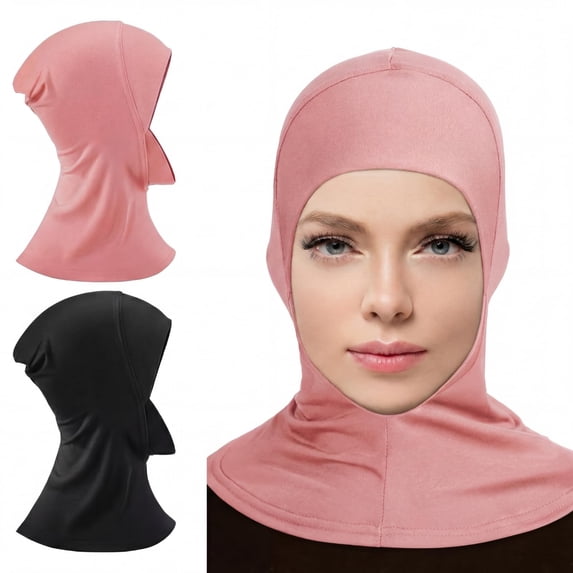 Miaocao Hijab Cap for Women Adjustable Muslim Stretchy Turban Full Cover Shawl Cap Full Neck Coverage Small and medium