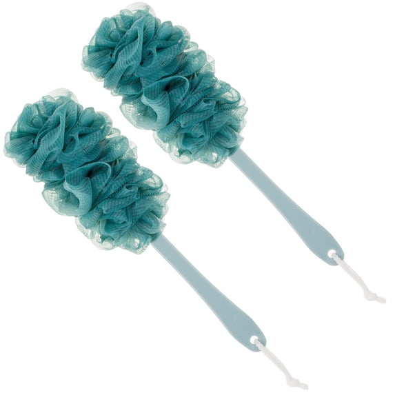 Miaocao Long Handle Shower Loofah Back Scrubber Bath Body Brush on a Stick, Blue