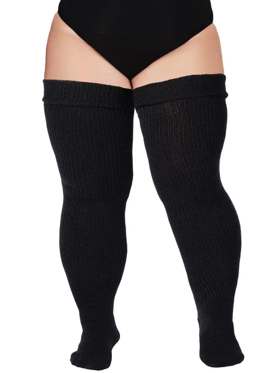 Plus Size Womens Thigh High Socks for Thick Thighs- Extra Long Thick Over the Knee Stockings- Leg Warmers Socks