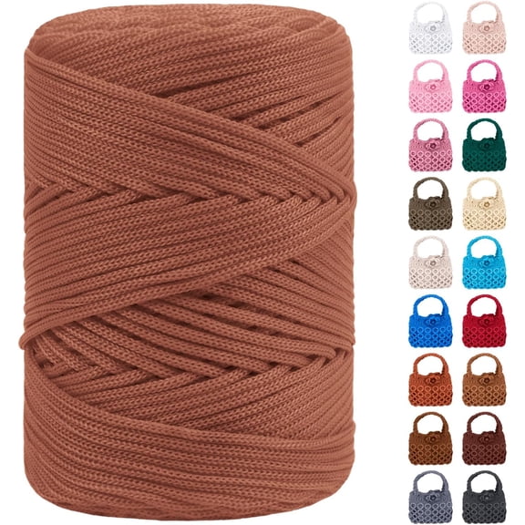 Miaocao Polyester Macrame Cord 3mm x 185yards, Braided Macrame Cord Polypropylene Silk Cord, Crochet Bag Polyester Yarn for Crocheting, Bag, Wall Hangings, Rug, DIY Crafts
