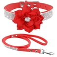 thumbnail image 1 of Miaocao Rhinestone Dog Collar and Leash Set, Soft Suede Leather Pet Collar with Bling Crystal Studs Multiple styles and colors, 1 of 7