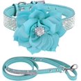 thumbnail image 1 of Miaocao Rhinestone Dog Collar and Leash Set, Soft Suede Leather Pet Collar with Bling Crystal Studs, 1 of 7