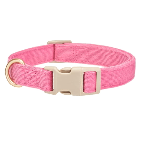Miaocao Soft Corduroy Dog Collar,Adjustable Pet Collar with Quick Release Buckle & Gold D-Ring for Medium Dogs