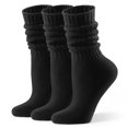 thumbnail image 1 of Miaocao Women's Slouch Crew Socks Scrunch Knit Cotton Calf Tube Socks 3 Pairs, 1 of 6