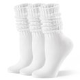 thumbnail image 1 of Miaocao Women's Slouch Crew Socks Scrunch Knit Cotton Calf Tube Socks 3 Pairs, 1 of 7
