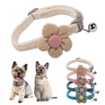 thumbnail image 1 of Miaocao XSmall Dog Collar with Bell,(2 Pack Pink+Beige) Cat Collar with Bells Flower Suede Girl Cute Fancy Puppy Collar with Bells for XXS XS Tiny Little Kitten Pet Female Dogs,Neck 8-12 Inch, 1 of 7