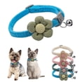 thumbnail image 1 of Miaocao XSmall Dog Collar with Bell,(2 Pack Pink+Beige) Cat Collar with Bells Flower Suede Girl Cute Fancy Puppy Collar with Bells for XXS XS Tiny Little Kitten Pet Female Dogs,Neck 8-12 Inch, 1 of 7