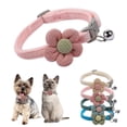 thumbnail image 1 of Miaocao XSmall Dog Collar with Bell,(2 Pack Pink+Beige) Cat Collar with Bells Flower Suede Girl Cute Fancy Puppy Collar with Bells for XXS XS Tiny Little Kitten Pet Female Dogs,Neck 8-12 Inch, 1 of 7