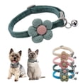 thumbnail image 1 of Miaocao XSmall Dog Collar with Bell,(2 Pack Pink+Beige) Cat Collar with Bells Flower Suede Girl Cute Fancy Puppy Collar with Bells for XXS XS Tiny Little Kitten Pet Female Dogs,Neck 8-12 Inch, 1 of 7