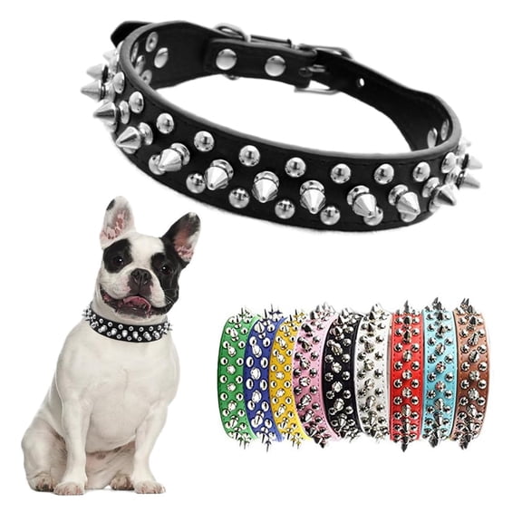 Miaocao Yellow Spiked Dog Collar for Small Dogs,Mushroom Rivet Spike Puppy Collars Girls Boys Leather Studded Cat Collar Metal Buckle Durable Training for XXS XS Small Medium Large Terrier Breed,S