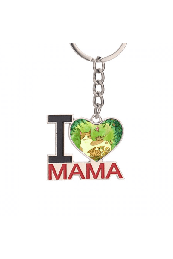 Miaoji Painting Cat Faly Fantasy Keychain Metal Keyring Holder Love MAMA Mother