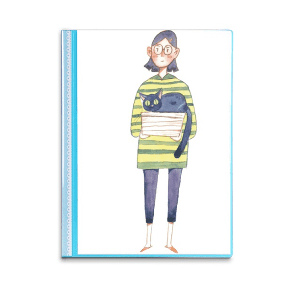 Miaoji Painting Cat Meganekko Girl Book Sheet Protectors Portfolio Binder Folder