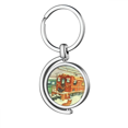 thumbnail image 1 of Miaoji Painting Cat Winter Snow Train Rotating Keychain Metal Keyring Holder, 1 of 2