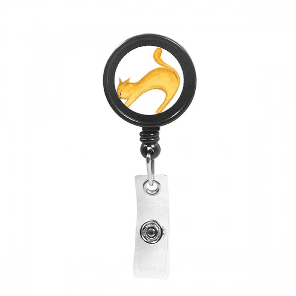 Miaoji Painting Orange Cat Watercolor Retractable Keychain Badge Holder ID Badge