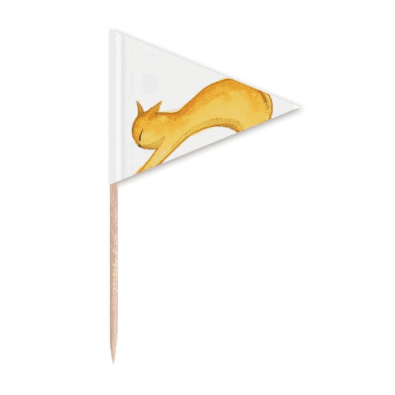 Miaoji Painting Orange Cat Watercolor Toothpick Triangle Cupcake Toppers Flag