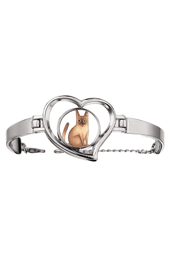 Miaoji Painting Watercolor Cat Siamese Bracelet Heart Jewelry Wire Bangle