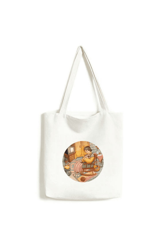 Miaoji Painting Watercolor Cat Wool Granny Tote Canvas Bag Shopping Satchel Casual Handbag