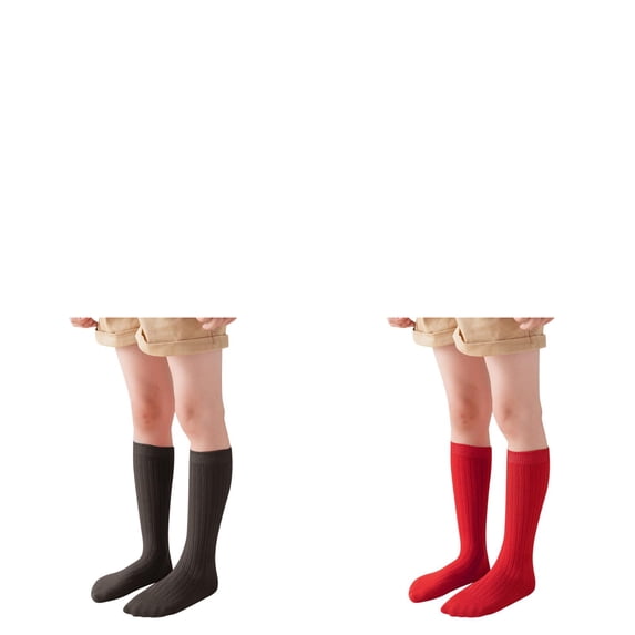 Miaoju 2 PCS Knee High Socks for Girls Seamless Knee Socks Knit Uniform Socks Cotton Long Socks Kids Dress Socks
